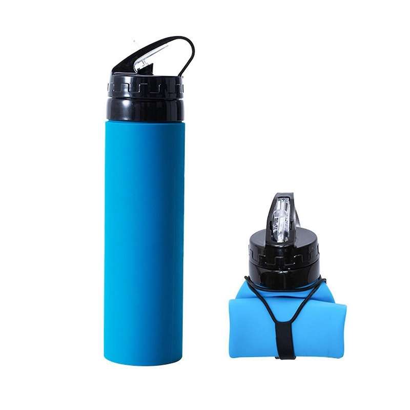 Blue Outdoor Sports Silicone Water Cup 600ml Cycling Water Cup Portable Ring