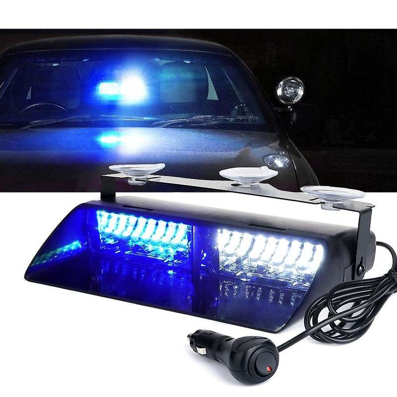 Blue&White 16 LED High Intensity LED Law Enforcement Emergency Hazard Warning Strobe Lights for Inte