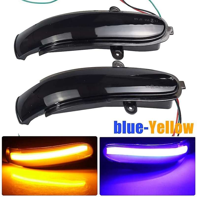 Blue&Yellow LED Dynamic Rearview Mirror Lights for C Class W203 S203 CL203 2000-2007 Turn Signal Lam