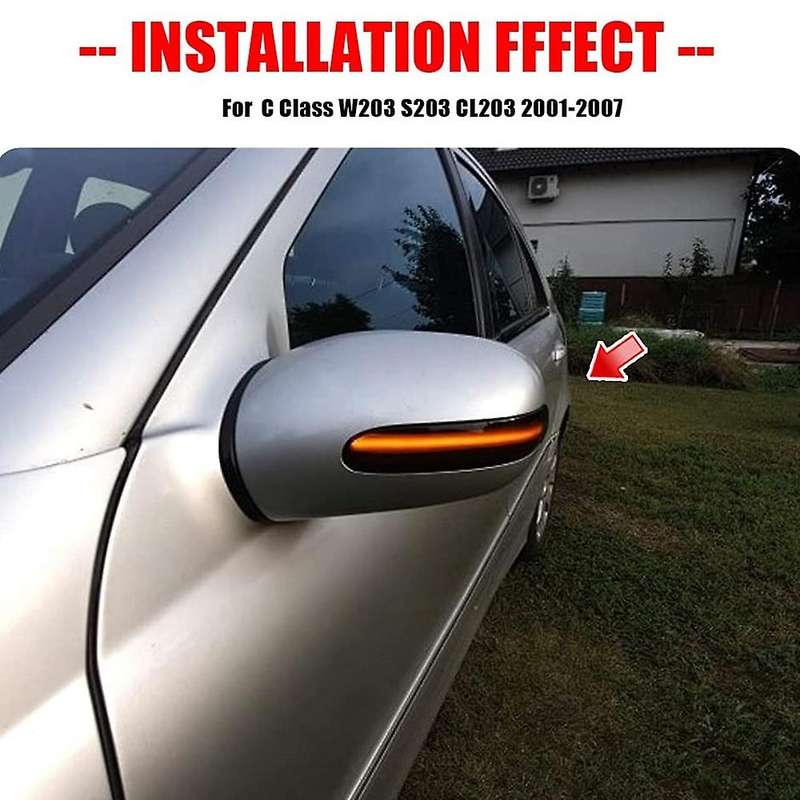 Blue&Yellow LED Dynamic Rearview Mirror Lights for C Class W203 S203 CL203 2000-2007 Turn Signal Lam