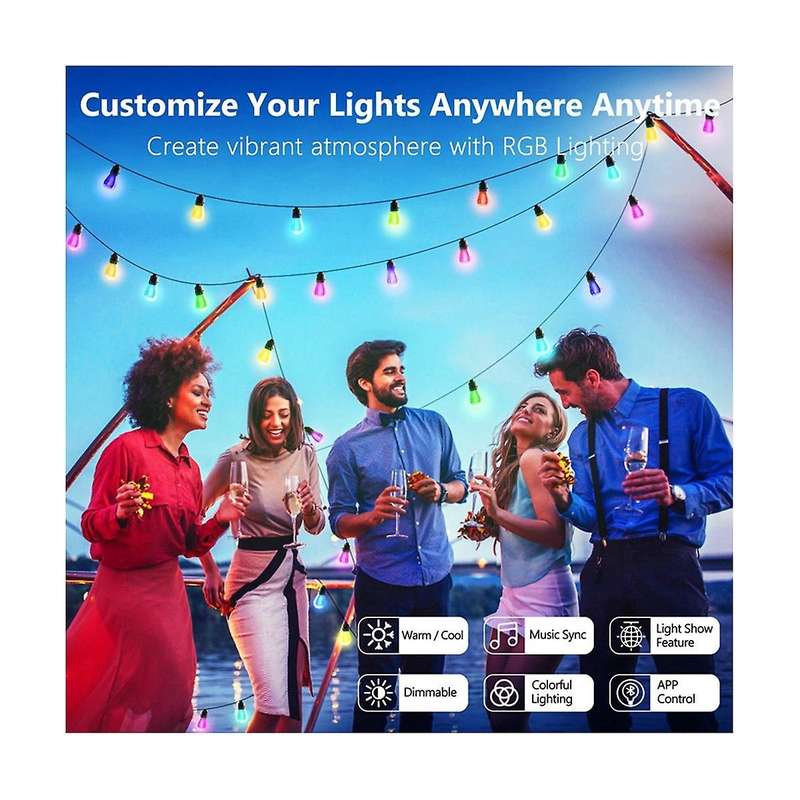 Bluetooth App Multicolor Ball Bulb Light String Waterproof Horse String Lamp Garden Decor Ambient L