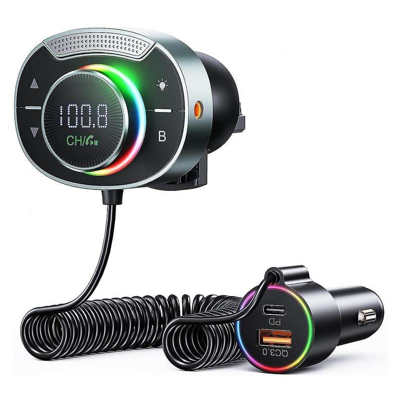 Bluetooth 5.3 Fm Transmitter for Car Bluetooth Car Adapter with Mic Bass Stereo Hifi Sound, Fm Blue