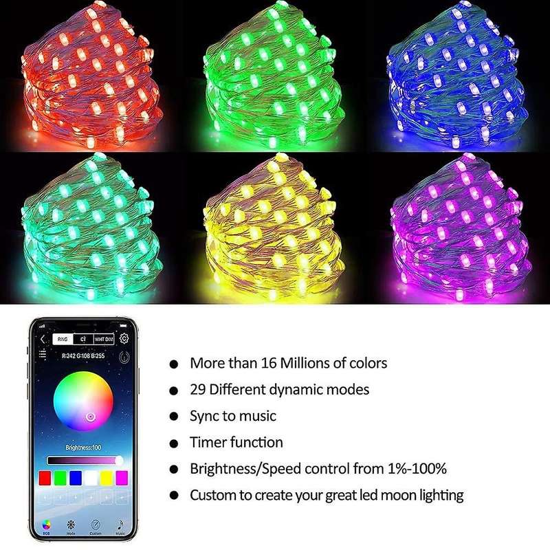 Bluetooth LED String Light 20M App Control Copper Wire String Lamp Waterproof Outdoor Lights Christm