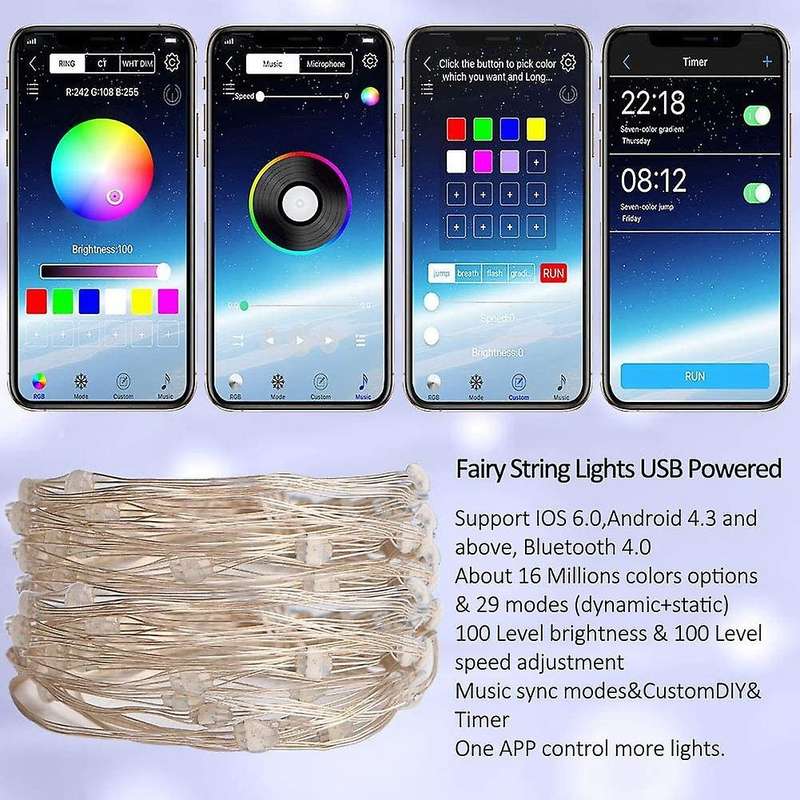 Bluetooth LED String Light 20M App Control Copper Wire String Lamp Waterproof Outdoor Lights Christm