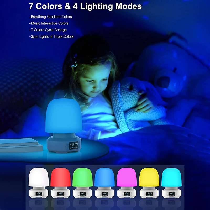 Bluetooth Speaker Night Lights,Table Lamp for Bedroom 7-Color Change Dimmable LED Bedside Lamps,4 Li