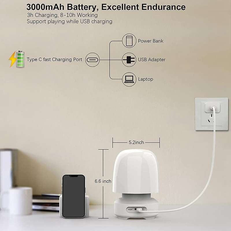 Bluetooth Speaker Night Lights,Table Lamp for Bedroom 7-Color Change Dimmable LED Bedside Lamps,4 Li