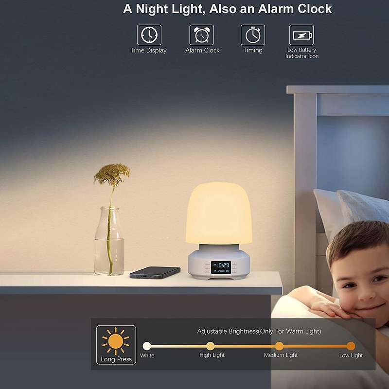 Bluetooth Speaker Night Lights,Table Lamp for Bedroom 7-Color Change Dimmable LED Bedside Lamps,4 Li
