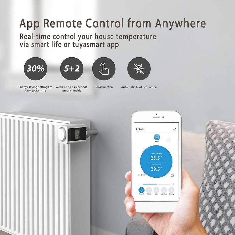Bluetooth Temperature Controller Radiator Thermostat TRV for Tuya Smart Control Smart Home Voice Con