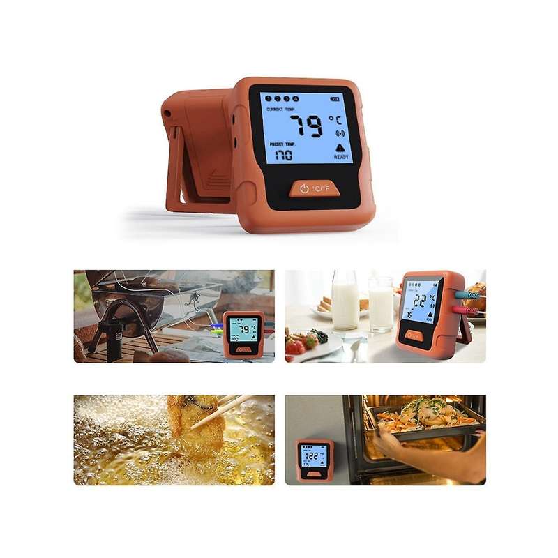 Bluetooth Wireless Dual Probes Backlight Digital Cooking Kitchen Outdoor Bbq Oven Meat Thermometer