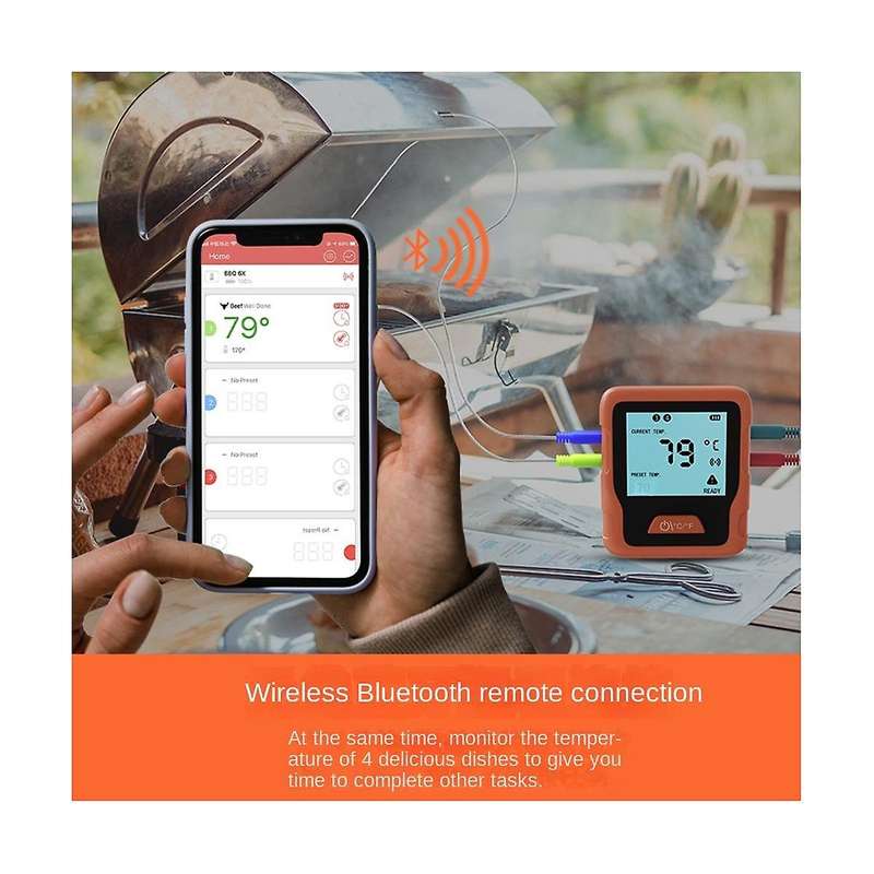 Bluetooth Wireless Dual Probes Backlight Digital Cooking Kitchen Outdoor Bbq Oven Meat Thermometer