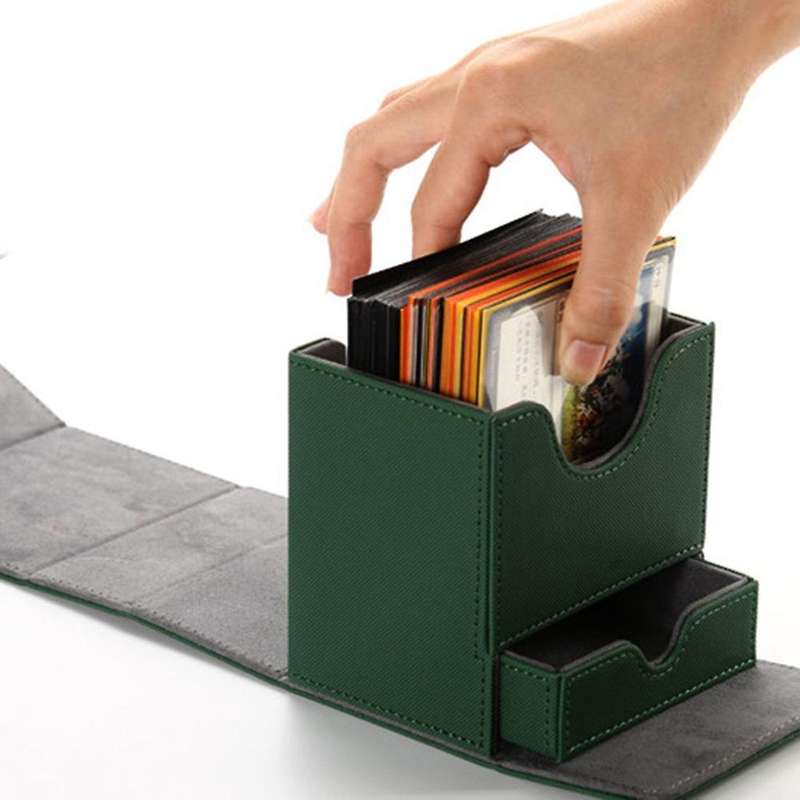Board Game Card Sleeve Holder Box Capacity PU Leather Holder Box Tarots Case Container Collection TO