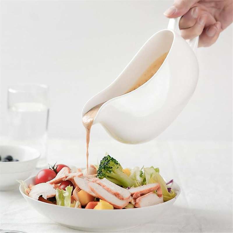 Boat and Saucer 14 Oz,ceramic Sauce Boat with Tray for Milk,warming Sauces,creamer,broth,white