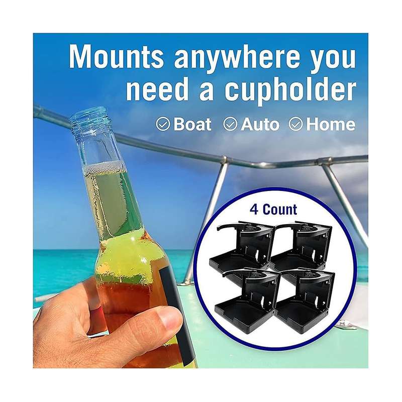 Boat Cup Holder 4 Folding Boat Cup Holders for Drinks Wall Cup Holder for Boat & Rv Cup Holder Moto
