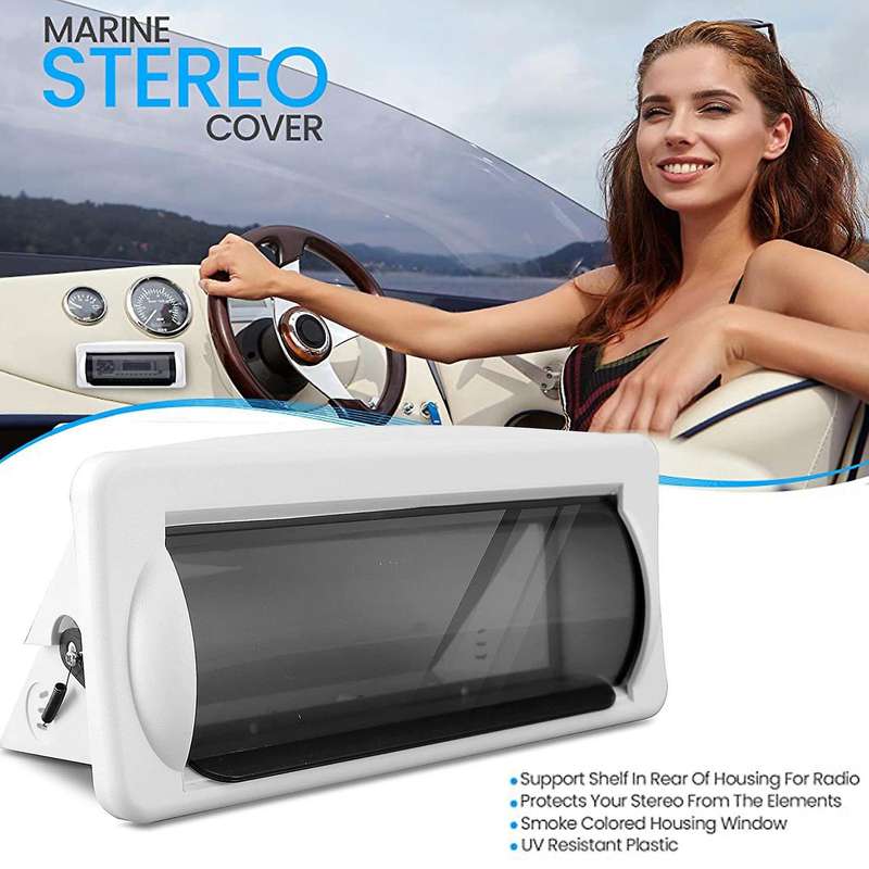 Boat Flush Mount Stereo Cover Marine Deck Cover Housing Waterproof Radio Splash Guard for RV Caravan