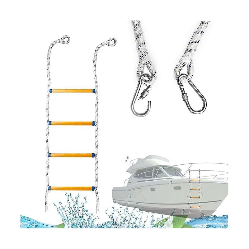 Boat Ladder for Fishing Boat,portable Boat Rope Ladder for Inflatable Boat, Kayak, Motorboat, Canoei