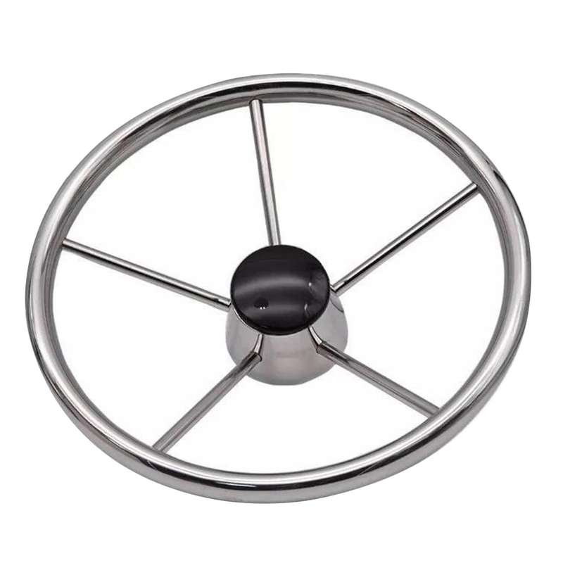 Boat Steering Wheel Stainless Steel 5 Spoke 13.5inch for Most Marine Yacht Boat Boating Equipment Ac