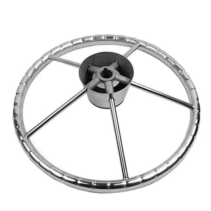Boat Steering Wheel Stainless Steel 5 Spoke 13.5inch for Most Marine Yacht Boat Boating Equipment Ac