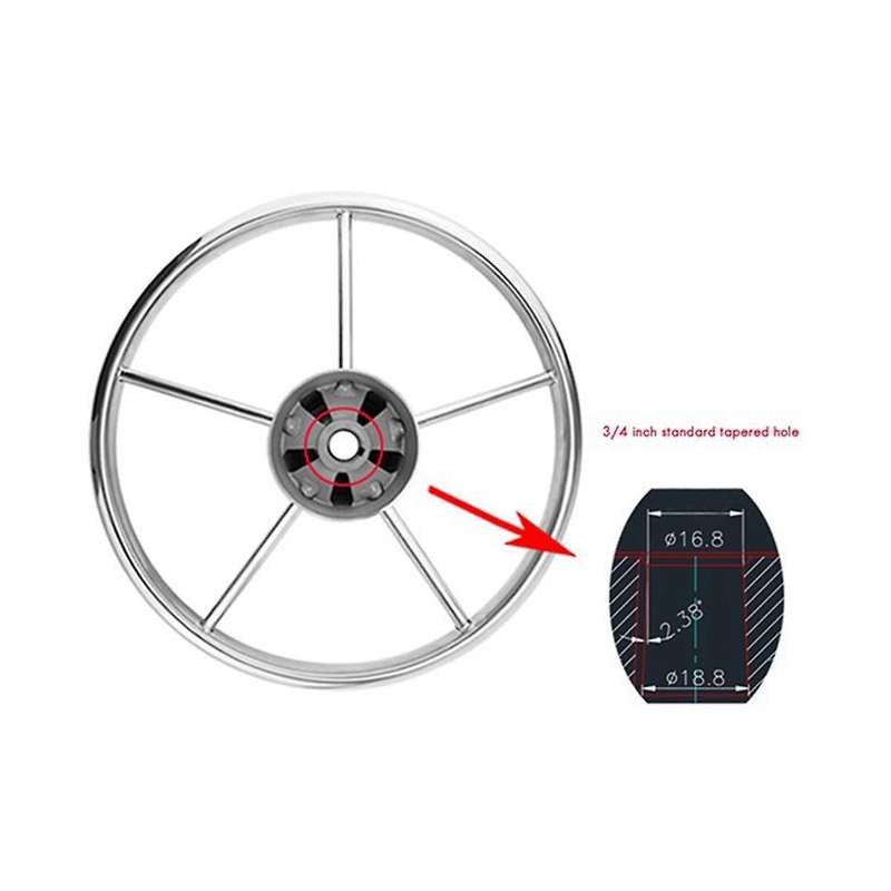 Boat Steering Wheel Stainless Steel 5 Spoke 13.5inch for Most Marine Yacht Boat Boating Equipment A