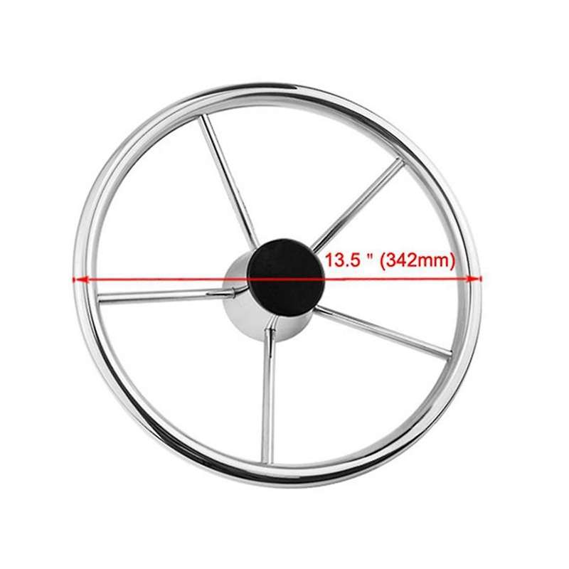 Boat Steering Wheel Stainless Steel 5 Spoke 13.5inch for Most Marine Yacht Boat Boating Equipment A