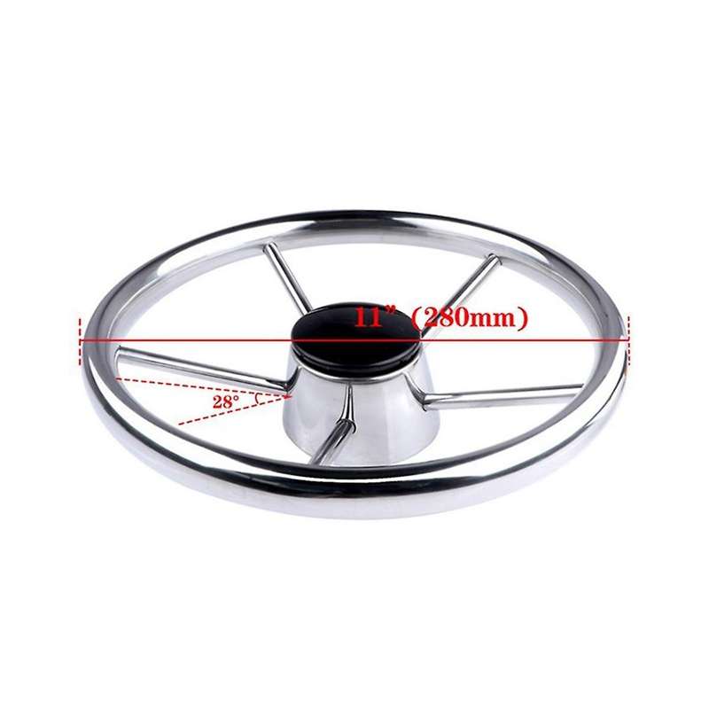 Boat Steering Wheel Stainless Steel 5 Spoke 11inch for Most Marine Yacht Boat Boating Equipment Acc