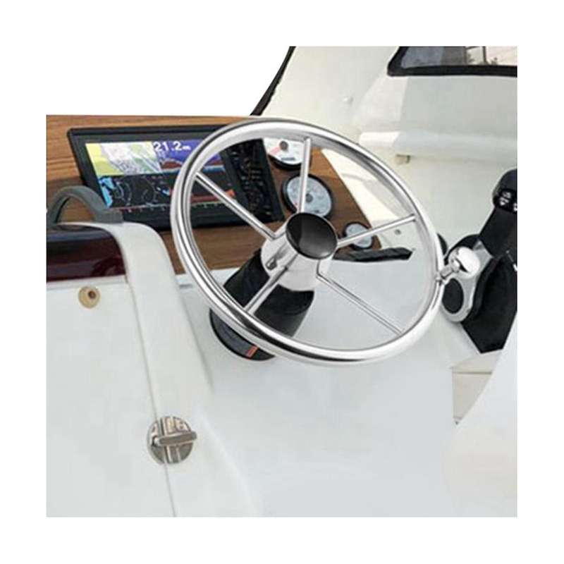 Boat Steering Wheel Stainless Steel 5 Spoke 11inch for Most Marine Yacht Boat Boating Equipment Acc