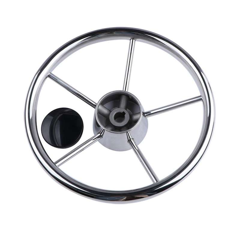 Boat Steering Wheel Stainless Steel 5 Spoke 11inch for Most Marine Yacht Boat Boating Equipment Acc