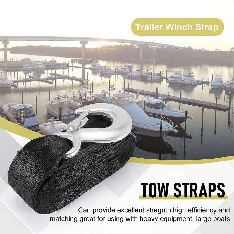 Boat Trailer Strap Replacement with Hook for Boat, Fishing Jet ,Towing Replacement Securing Tie Dow