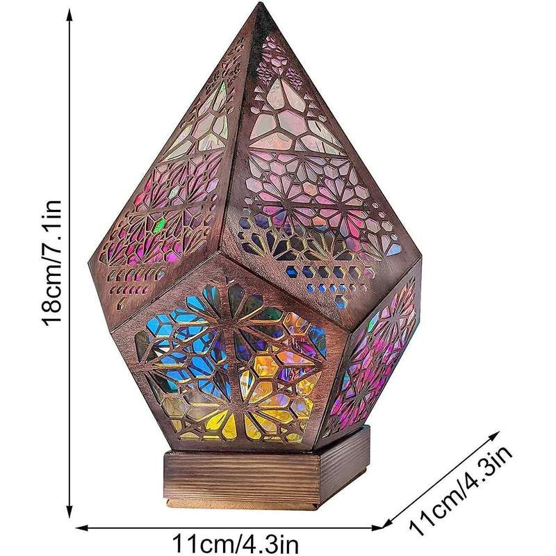 Bohemian Light- Star Wooden Lamp,LED Colorful Diamond Lights for Home Decor,Bohemian Wedding Decor