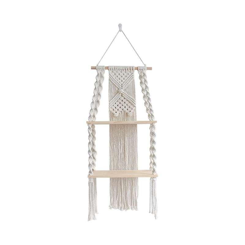 Bohemian Style Hand-woven Shelf Tapestry for Books Potted Plants Shelf Living Room Wall Hanging Stor