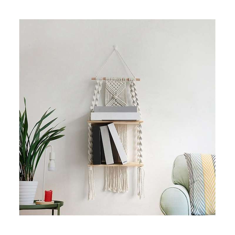 Bohemian Style Hand-woven Shelf Tapestry for Books Potted Plants Shelf Living Room Wall Hanging Stor