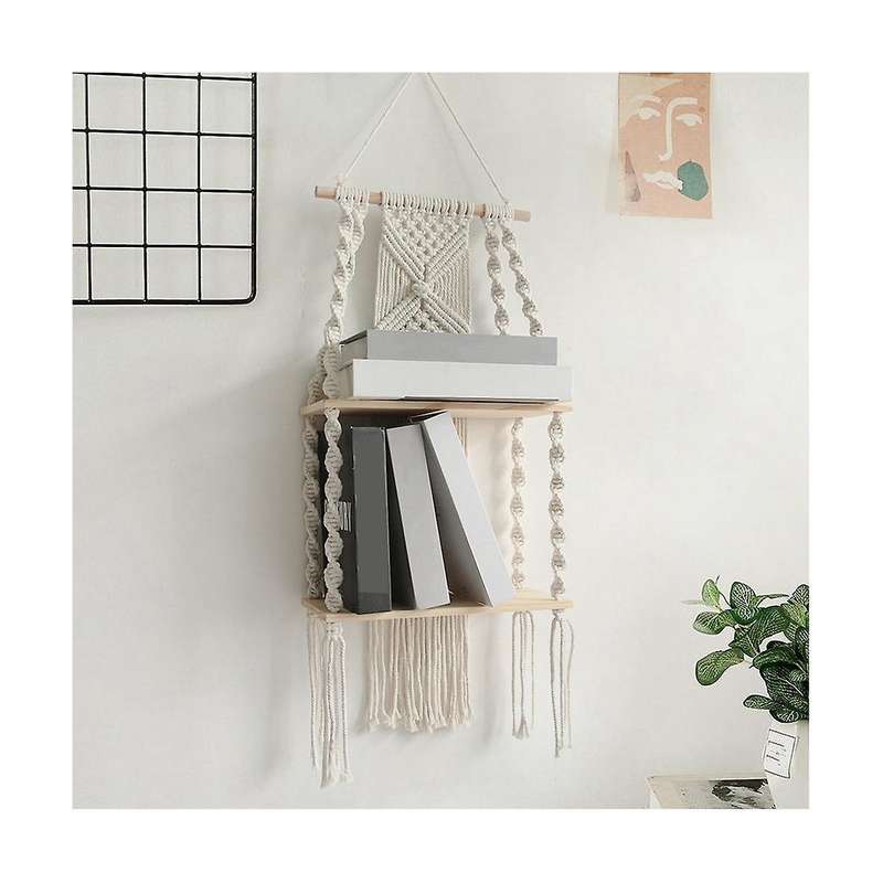 Bohemian Style Hand-woven Shelf Tapestry for Books Potted Plants Shelf Living Room Wall Hanging Stor
