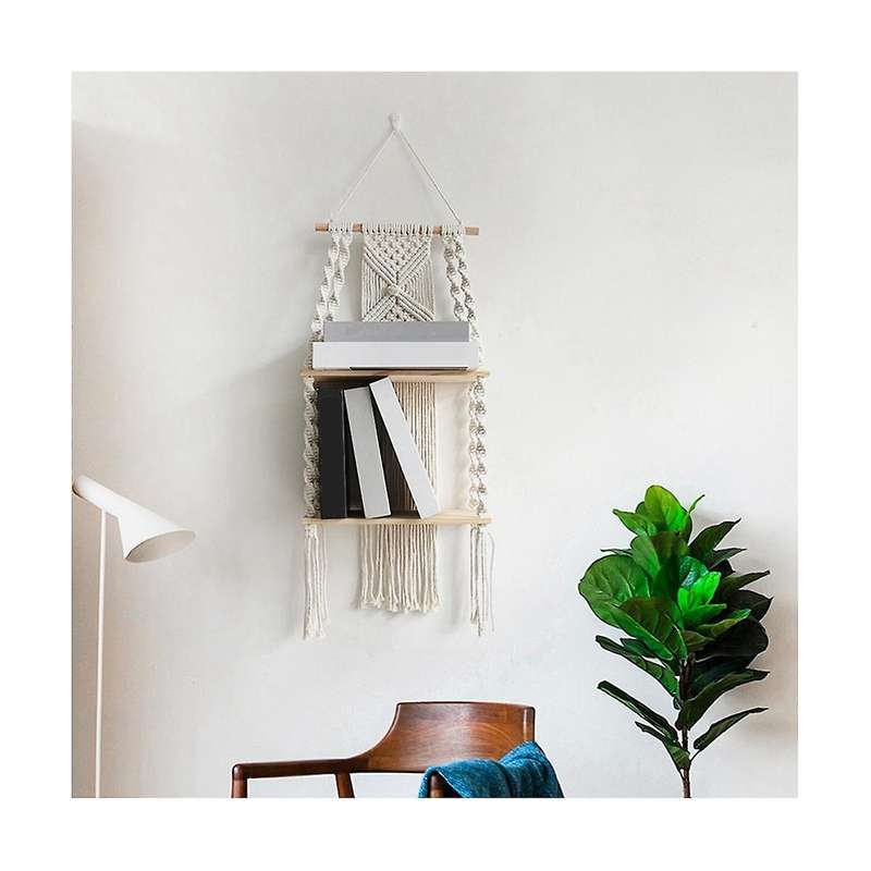 Bohemian Style Hand-woven Shelf Tapestry for Books Potted Plants Shelf Living Room Wall Hanging Stor