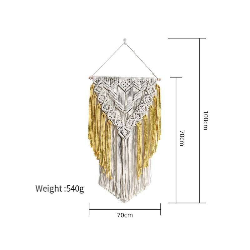 Bohemian Style Hand-woven Shelf Tapestry for Book Potted Plants Shelf Living Room Wall Hanging Stora