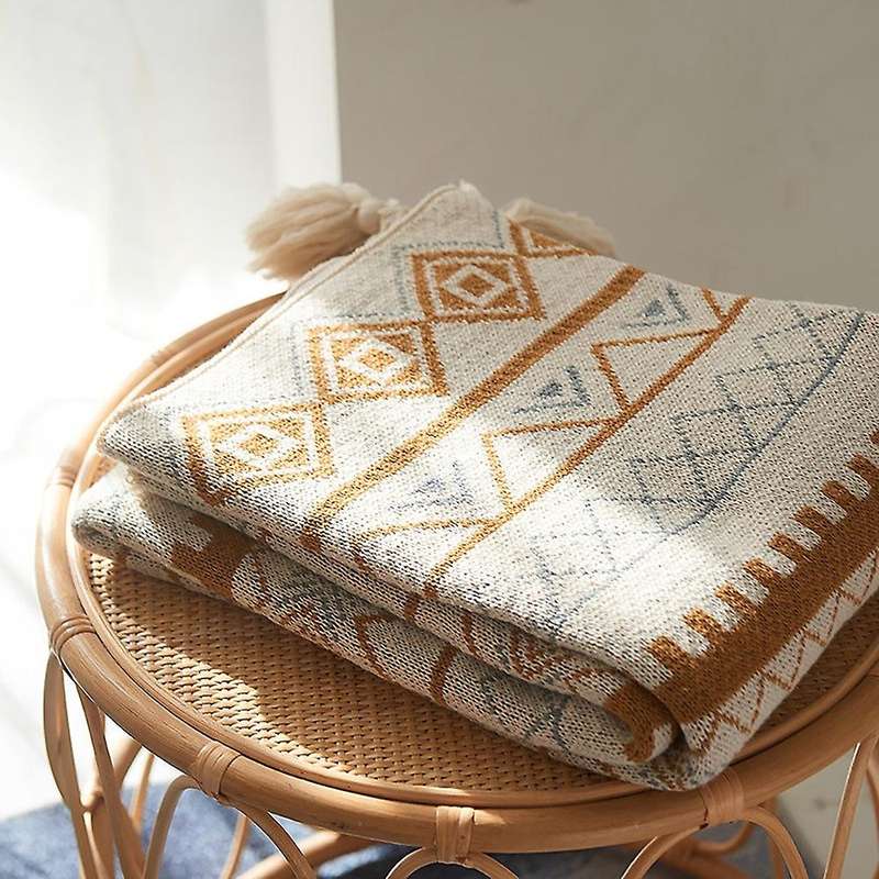 Bohemian Large Shawl Blankets Simple Nordic Blankets Acrylic Napping Blanket Sofa Cover Knitted Soft