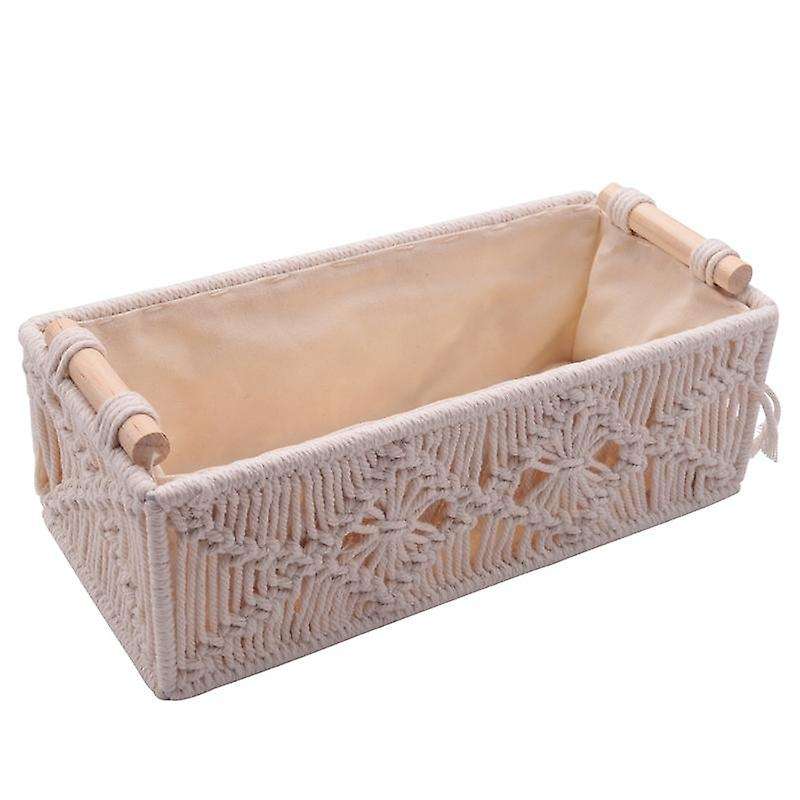 Boho Basket Decor Box Handmade Woven Decorative Countertop Organizer Macrame Baskets for Bedroom Li