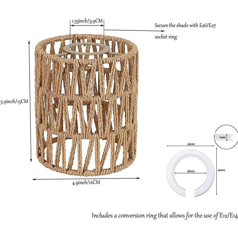 Boho Shades Replacement 5.9in Height Pendant Sconce Shade Ceiling Fan Light Covers Cylinder Woven L