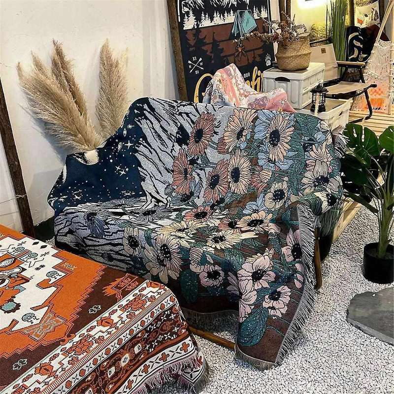 Boho Throw Blanket for Leisure Sofa Cover Sofa Towel Livingroom Decor Rug Geometric Abstract Tapestr