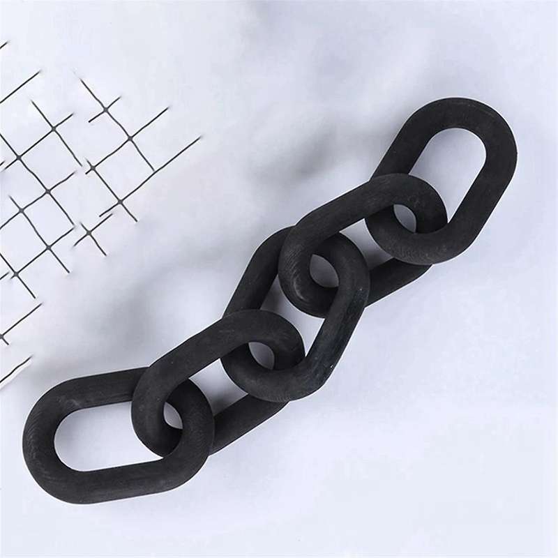 Boho Style Chain Link Wooden Hand Carved 5-Link Chain Art Craft Ornament for Table Farmhouse Rustic