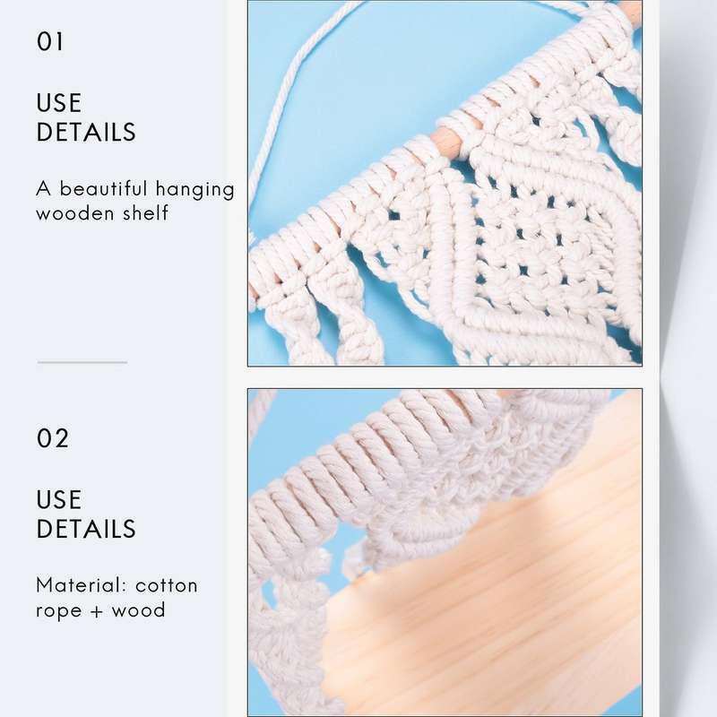 Boho Wall Hanging Shelf Handmade Tassel Tapestry Rack Compatible Home Decor