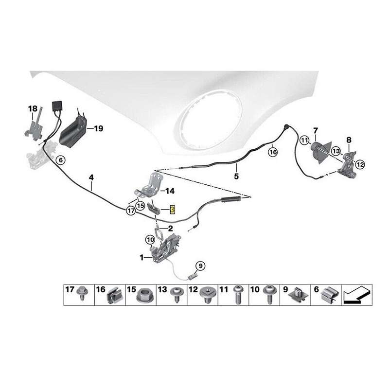 Bonnet Hood Lock Anti-tamper Shield for Mini F55 F56 F57 51237300579