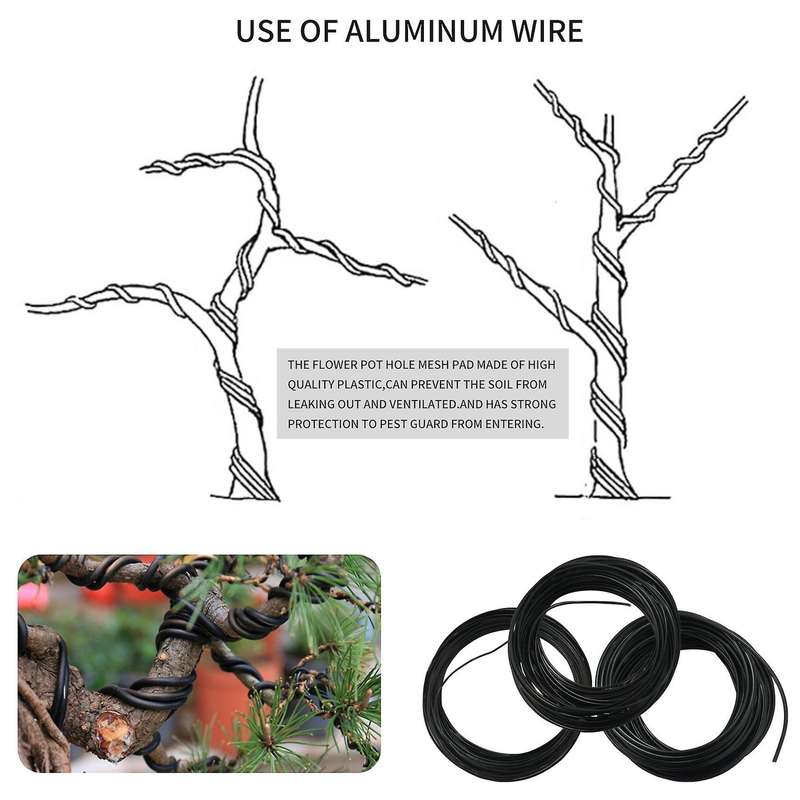 Bonsai Wire Set with Flower Pot Hole Mesh Pad,copper Bonsai Training Wire for Bonsai Tree Kit 20 Pl