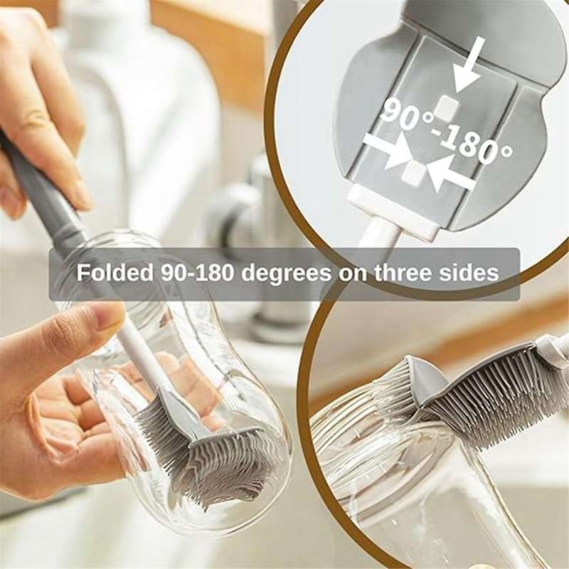 Bottle Brush Scrub Cleaner,bottle Cleaning Brush Scalable Long Handle Rubber Cup Brush,flexible Dur