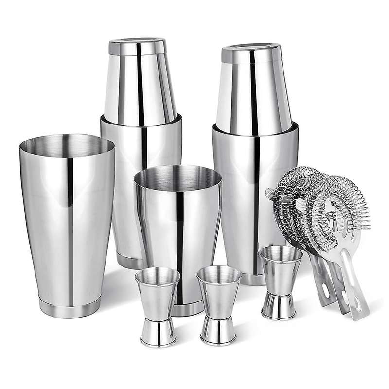 Boston Shaker Cocktail Set Bartender Kit, 12 Pcs Drink Shaker with Strainer Bartending Martini Shake