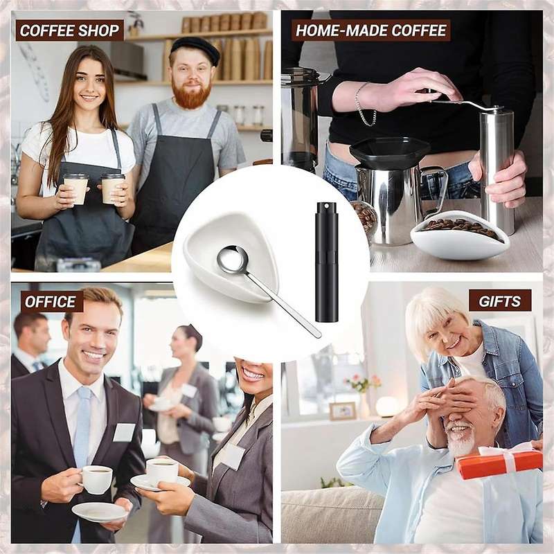 Bottle and Coffee Bean Dosing Cup and WDT Tool 4-Piece Set, Ceramic Dosing Tray Kit, Coffee Bar Acce