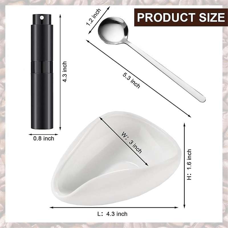 Bottle and Coffee Bean Dosing Cup and WDT Tool 4-Piece Set, Ceramic Dosing Tray Kit, Coffee Bar Acce