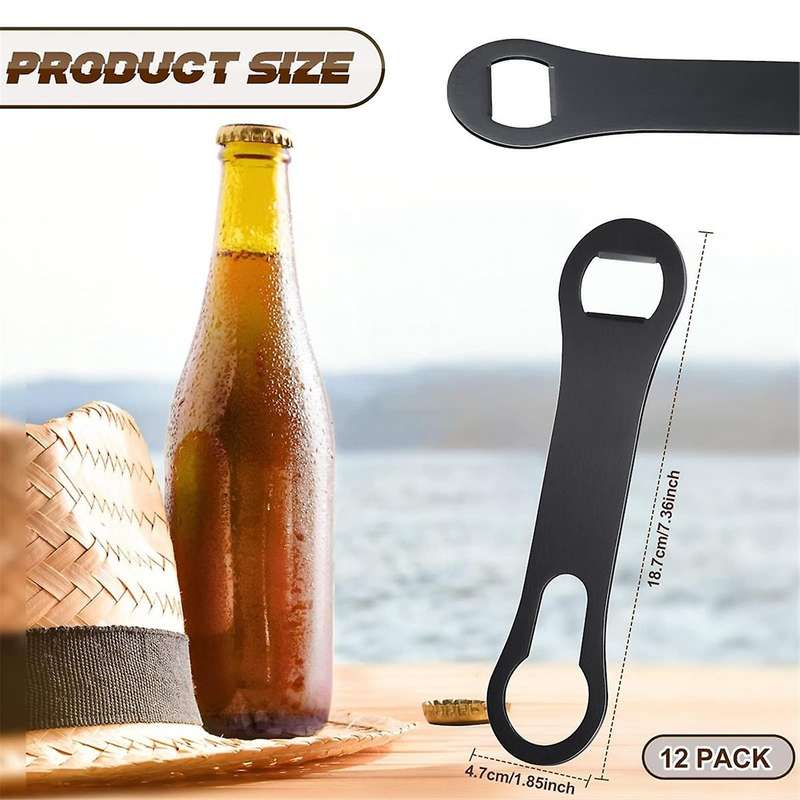 Bottle Opener and Pour Spout Remover Flat Bar Key Metal Bar Speed Opener Wine Bottle Opener (12Piece