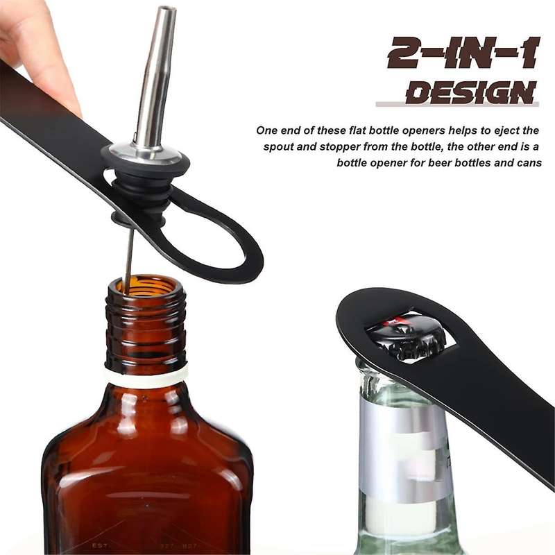 Bottle Opener and Pour Spout Remover Flat Bar Key Metal Bar Speed Opener Wine Bottle Opener (12Piece