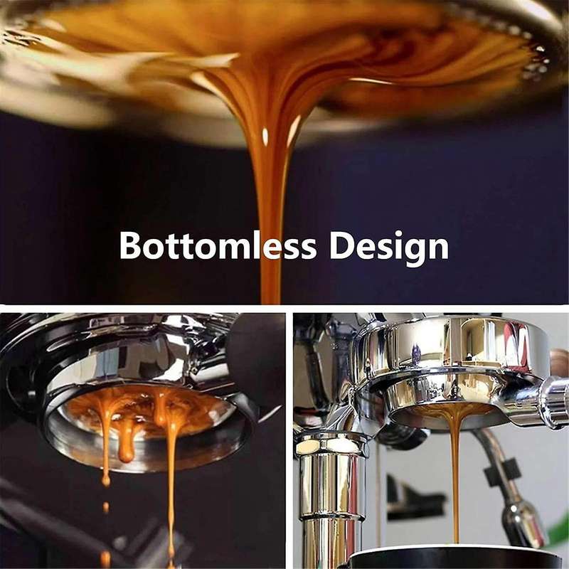 Bottomless Portafilter 51 Mm, 3 Ears Bottomless Porta Filter, with Two Powder Trays, Stainless Steel