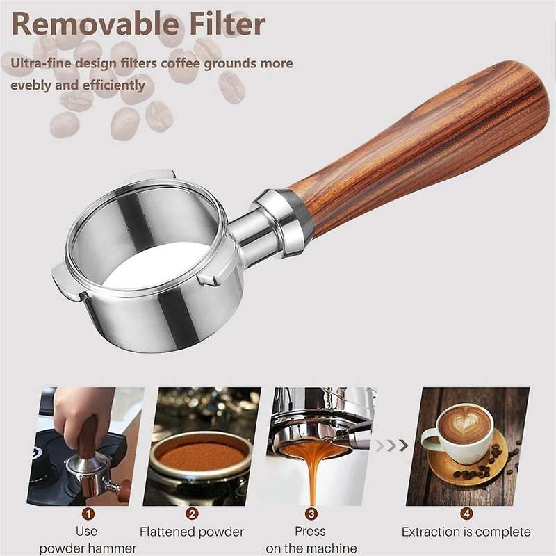 Bottomless Portafilter 51 mm, 3 Ears Bottomless Porta Filter, with Two Powder Trays, Stainless Stee