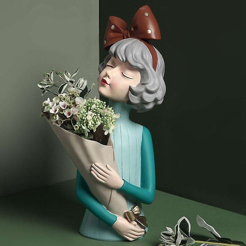 Bouquet Girl Ornaments Sculpture Statue Gifts Living Room TV Cabinet Flower Arrangement Decoration
